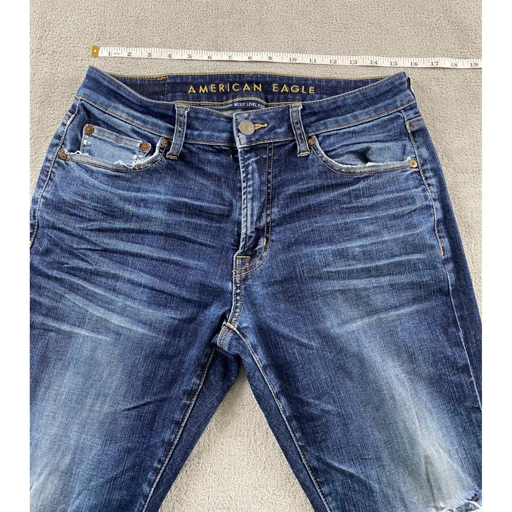 American Eagle Mens Next Level Flex Slim Taper Distressed Dark Wash Jeans 32x30 - Picture 6 of 16